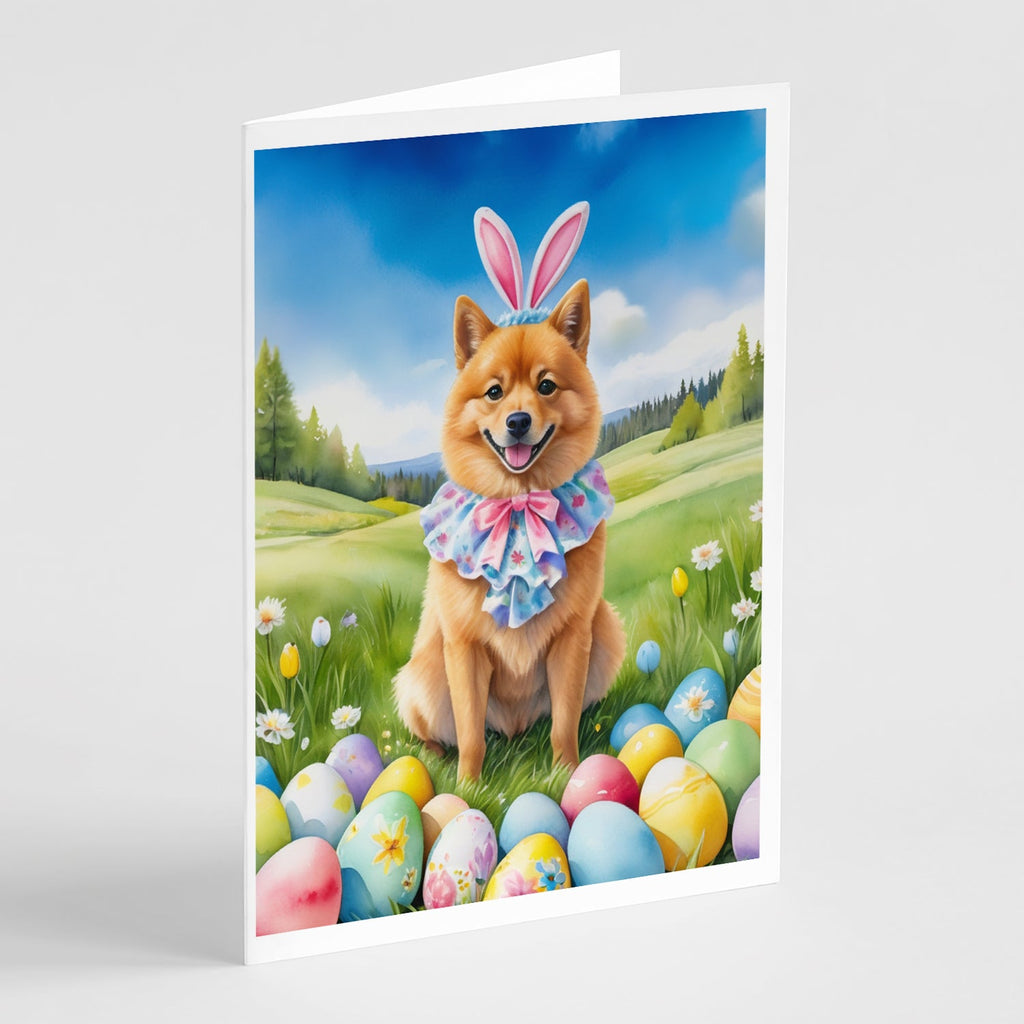 Finnish Spitz Easter Egg Hunt Greeting Cards Pack of 8 Blank Cards with Envelopes Whimsical A7 Size 5x7