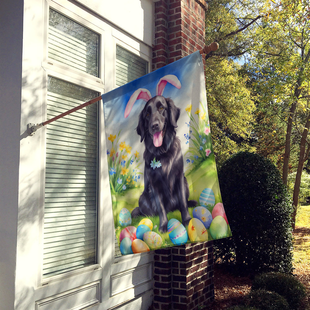 Flat-Coated Retriever Easter Egg Hunt House Flag 28x40 Porch Sleeve Pole Decorative Outside Yard Banner Artwork Wall Hanging, Polyester