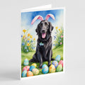 Flat-Coated Retriever Easter Egg Hunt Greeting Cards Pack of 8 Blank Cards with Envelopes Whimsical A7 Size 5x7