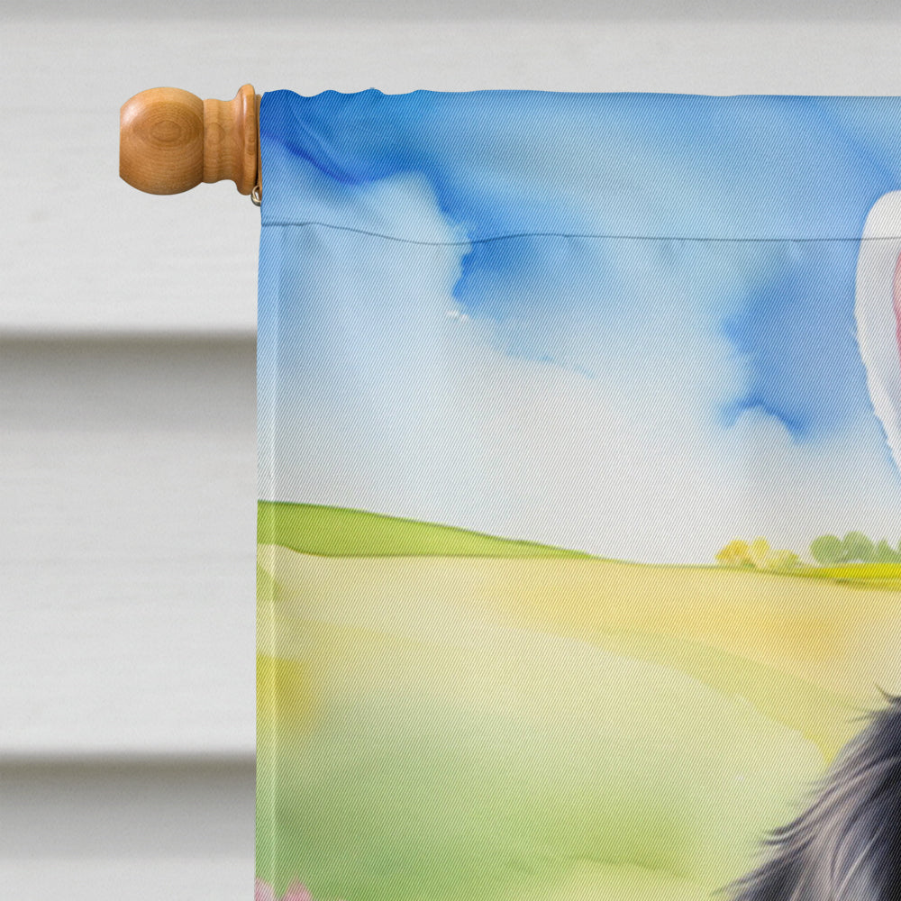 Flat-Coated Retriever Easter Egg Hunt House Flag 28x40 Porch Sleeve Pole Decorative Outside Yard Banner Artwork Wall Hanging, Polyester