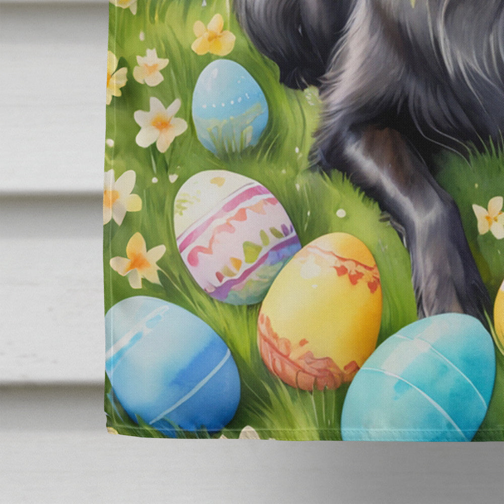 Flat-Coated Retriever Easter Egg Hunt House Flag 28x40 Porch Sleeve Pole Decorative Outside Yard Banner Artwork Wall Hanging, Polyester