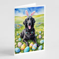 Flat-Coated Retriever Easter Egg Hunt Greeting Cards Pack of 8 Blank Cards with Envelopes Whimsical A7 Size 5x7