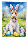 Fox Terrier Easter Egg Hunt House Flag 28x40 Porch Sleeve Pole Decorative Outside Yard Banner Artwork Wall Hanging, Polyester
