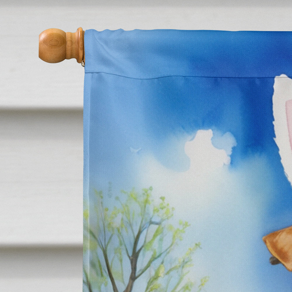 Fox Terrier Easter Egg Hunt House Flag 28x40 Porch Sleeve Pole Decorative Outside Yard Banner Artwork Wall Hanging, Polyester