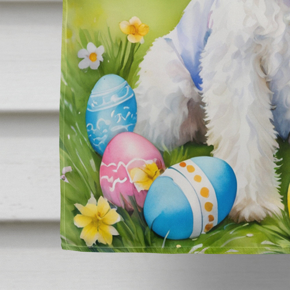 Fox Terrier Easter Egg Hunt House Flag 28x40 Porch Sleeve Pole Decorative Outside Yard Banner Artwork Wall Hanging, Polyester