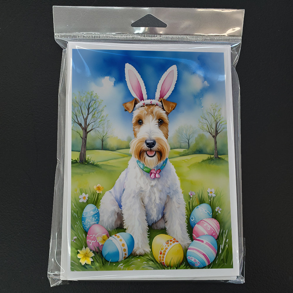 Fox Terrier Easter Egg Hunt Greeting Cards Pack of 8 Blank Cards with Envelopes Whimsical A7 Size 5x7