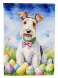 Fox Terrier Easter Egg Hunt House Flag 28x40 Porch Sleeve Pole Decorative Outside Yard Banner Artwork Wall Hanging, Polyester