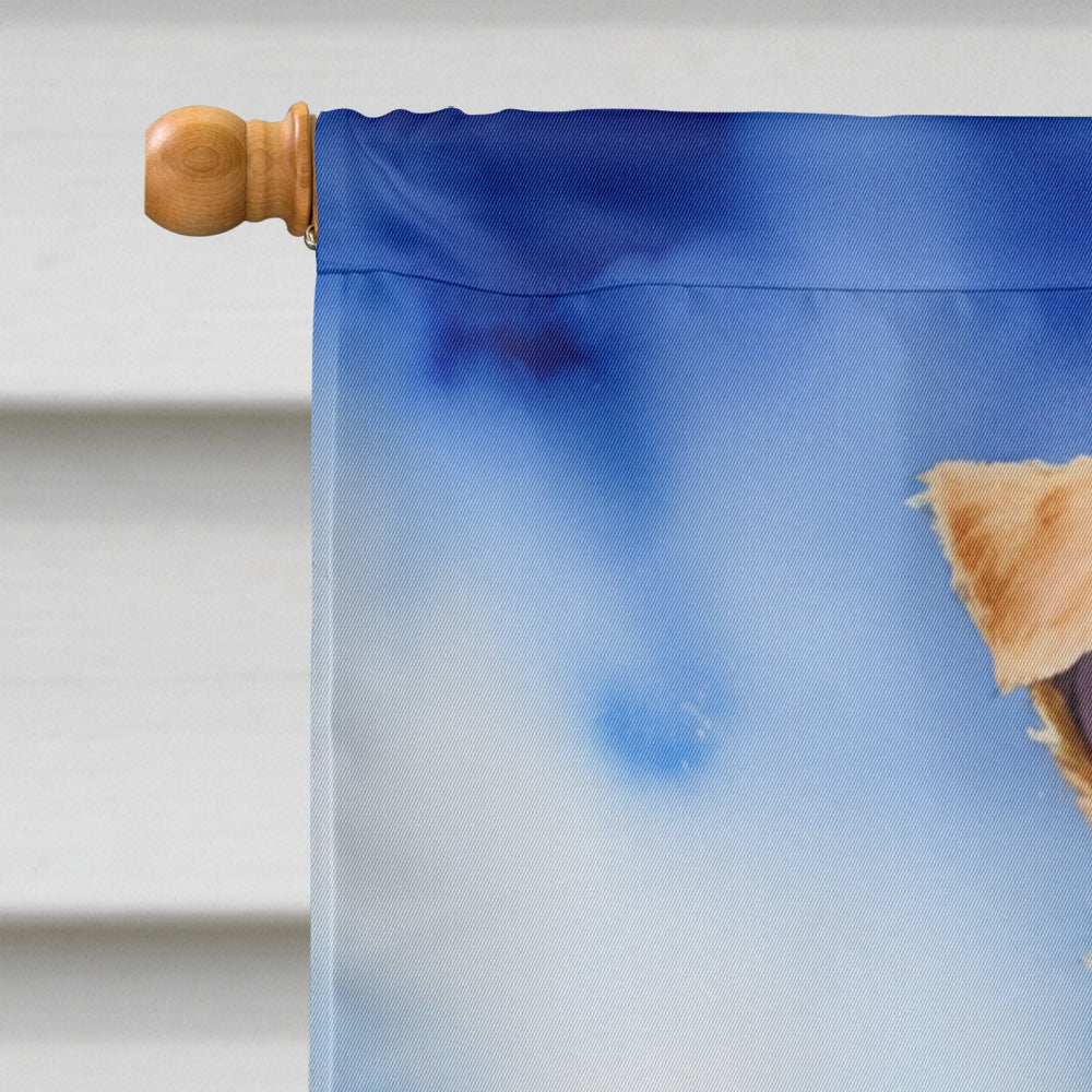 Fox Terrier Easter Egg Hunt House Flag 28x40 Porch Sleeve Pole Decorative Outside Yard Banner Artwork Wall Hanging, Polyester