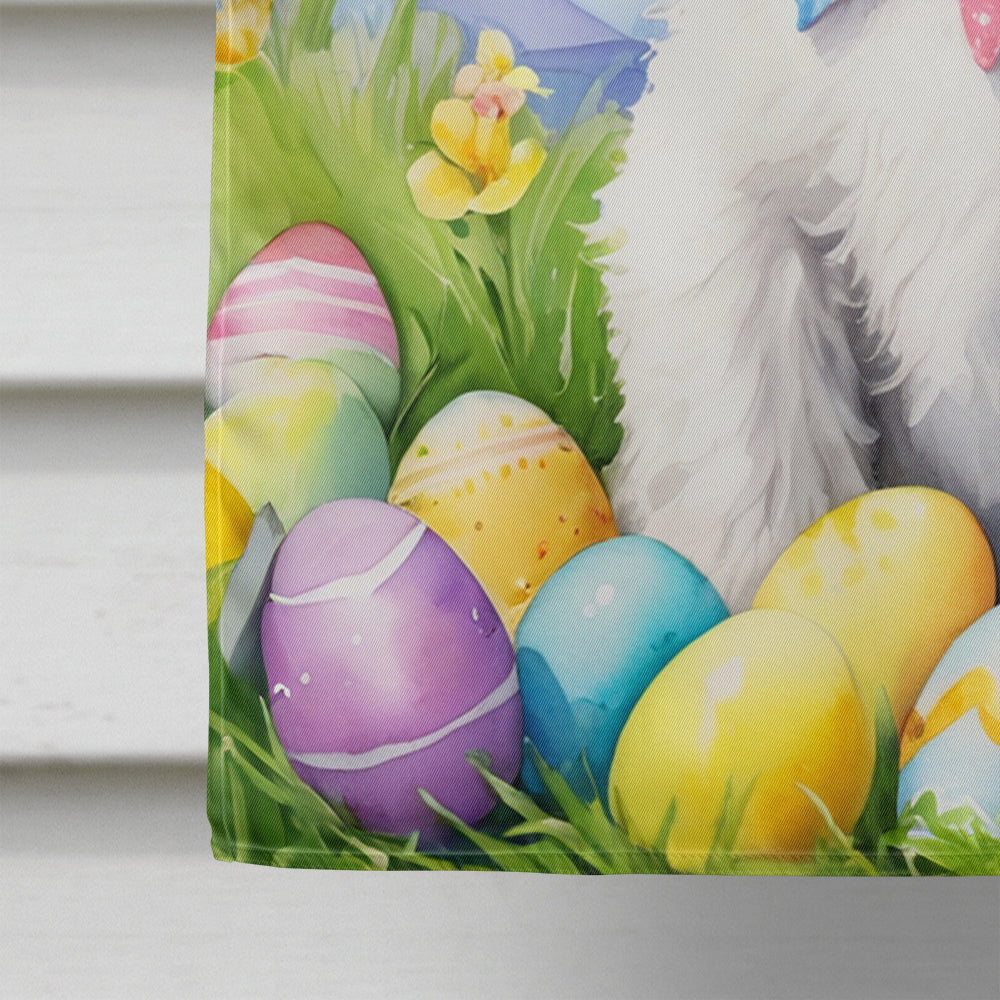 Fox Terrier Easter Egg Hunt House Flag 28x40 Porch Sleeve Pole Decorative Outside Yard Banner Artwork Wall Hanging, Polyester