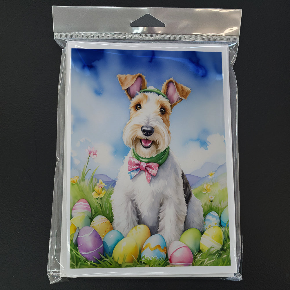 Fox Terrier Easter Egg Hunt Greeting Cards Pack of 8 Blank Cards with Envelopes Whimsical A7 Size 5x7