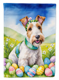 Fox Terrier Easter Egg Hunt House Flag 28x40 Porch Sleeve Pole Decorative Outside Yard Banner Artwork Wall Hanging, Polyester
