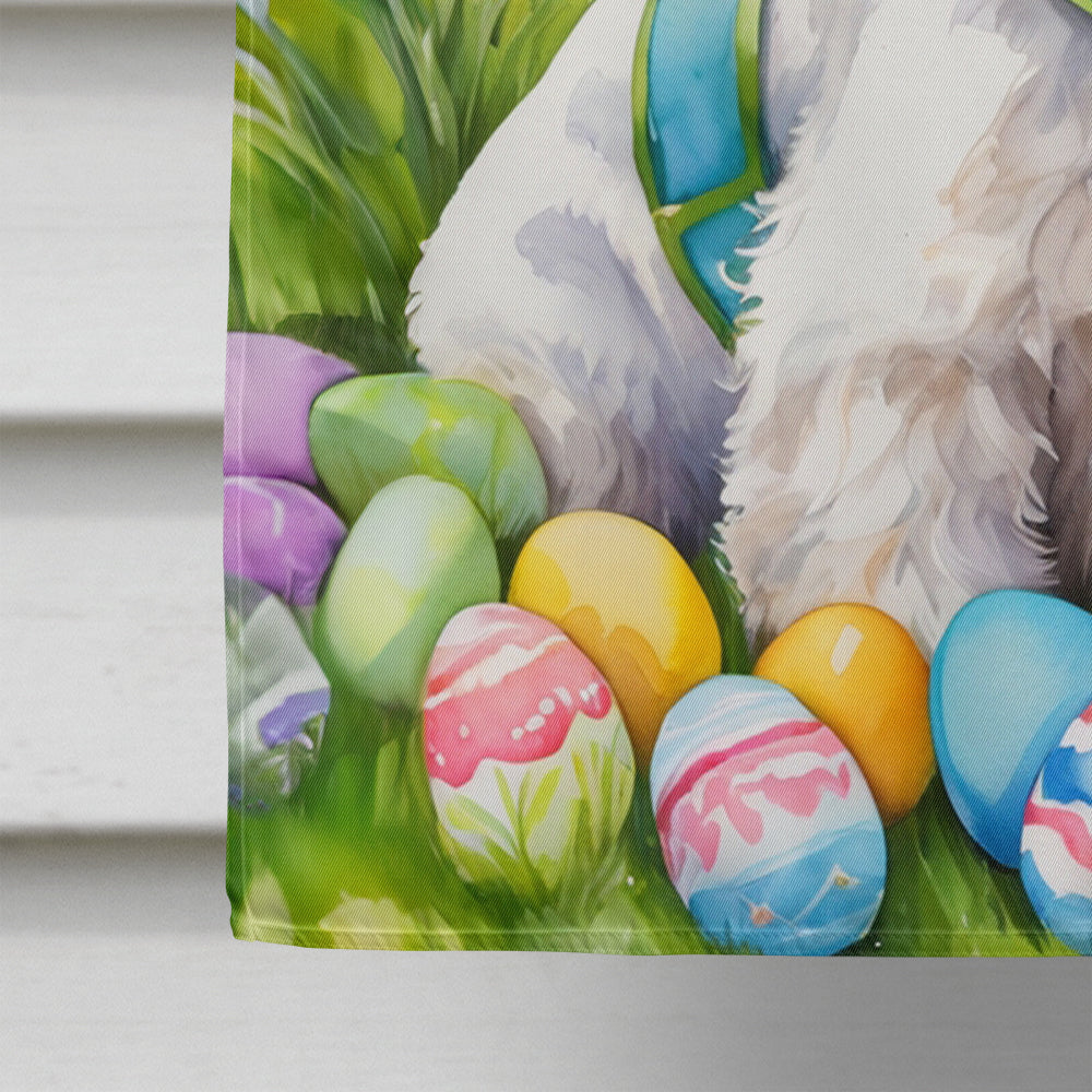 Fox Terrier Easter Egg Hunt House Flag 28x40 Porch Sleeve Pole Decorative Outside Yard Banner Artwork Wall Hanging, Polyester