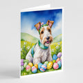 Fox Terrier Easter Egg Hunt Greeting Cards Pack of 8 Blank Cards with Envelopes Whimsical A7 Size 5x7