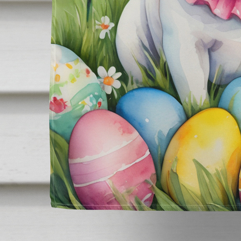 French Bulldog Easter Egg Hunt House Flag 28x40 Porch Sleeve Pole Decorative Outside Yard Banner Artwork Wall Hanging, Polyester