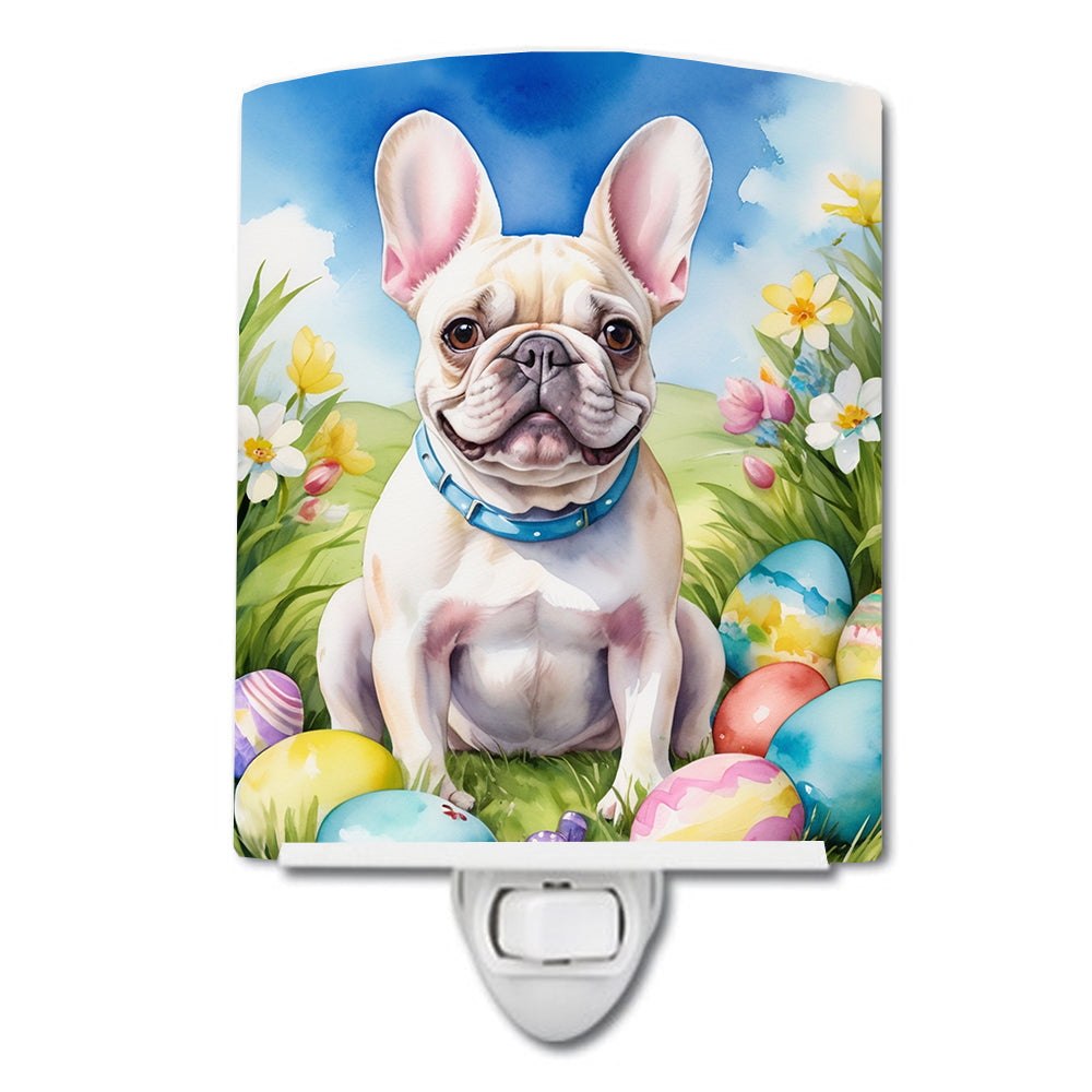 French Bulldog Easter Egg Hunt Ceramic Night Light Compact, UL-Certified, Ideal for Bedroom, Bathroom, Nursery, Hallway, Kitchen, 6x4x3, Multicolor