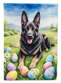 Black German Shepherd Easter Egg Hunt House Flag 28x40 Porch Sleeve Pole Decorative Outside Yard Banner Artwork Wall Hanging, Polyester