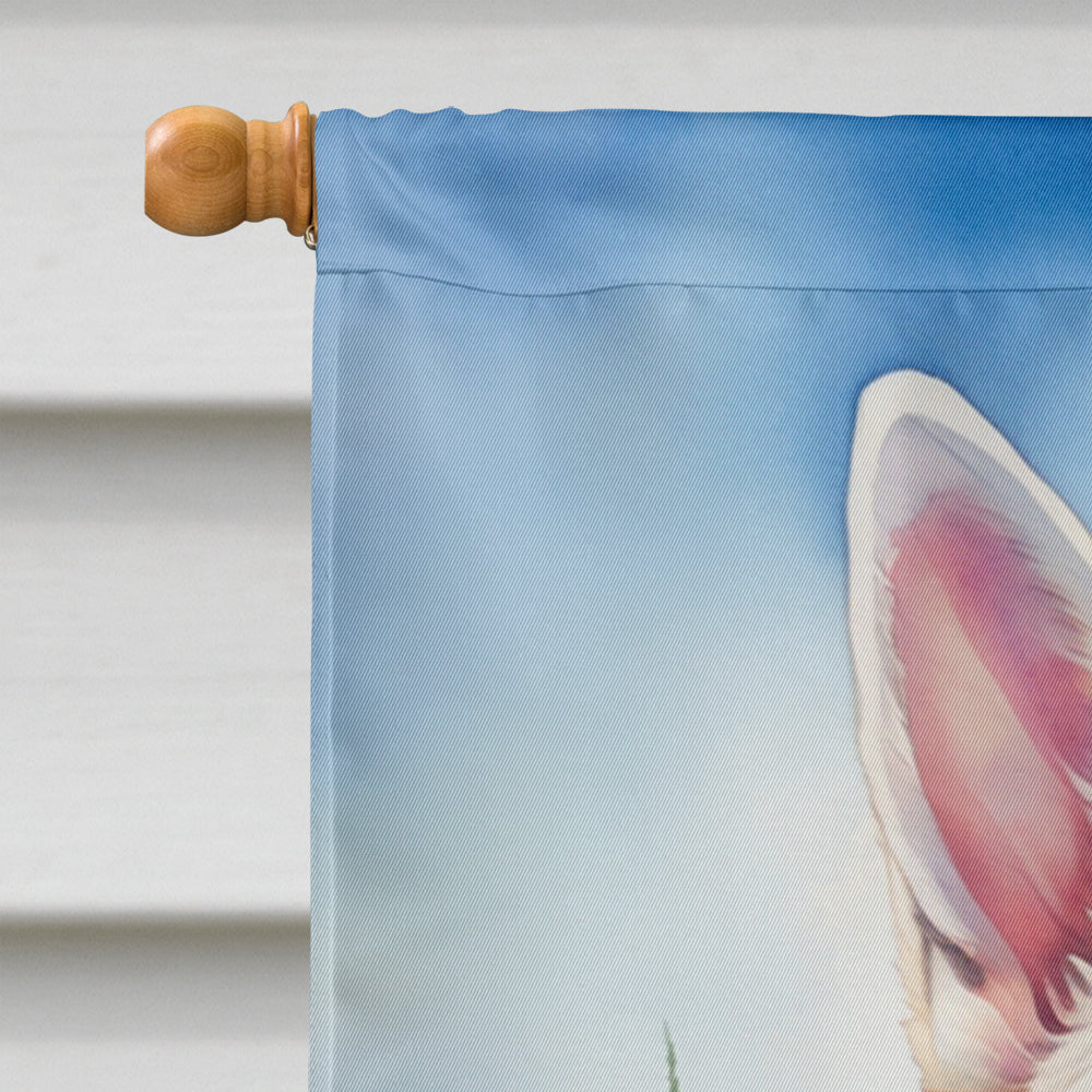 White German Shepherd Easter Egg Hunt House Flag 28x40 Porch Sleeve Pole Decorative Outside Yard Banner Artwork Wall Hanging, Polyester