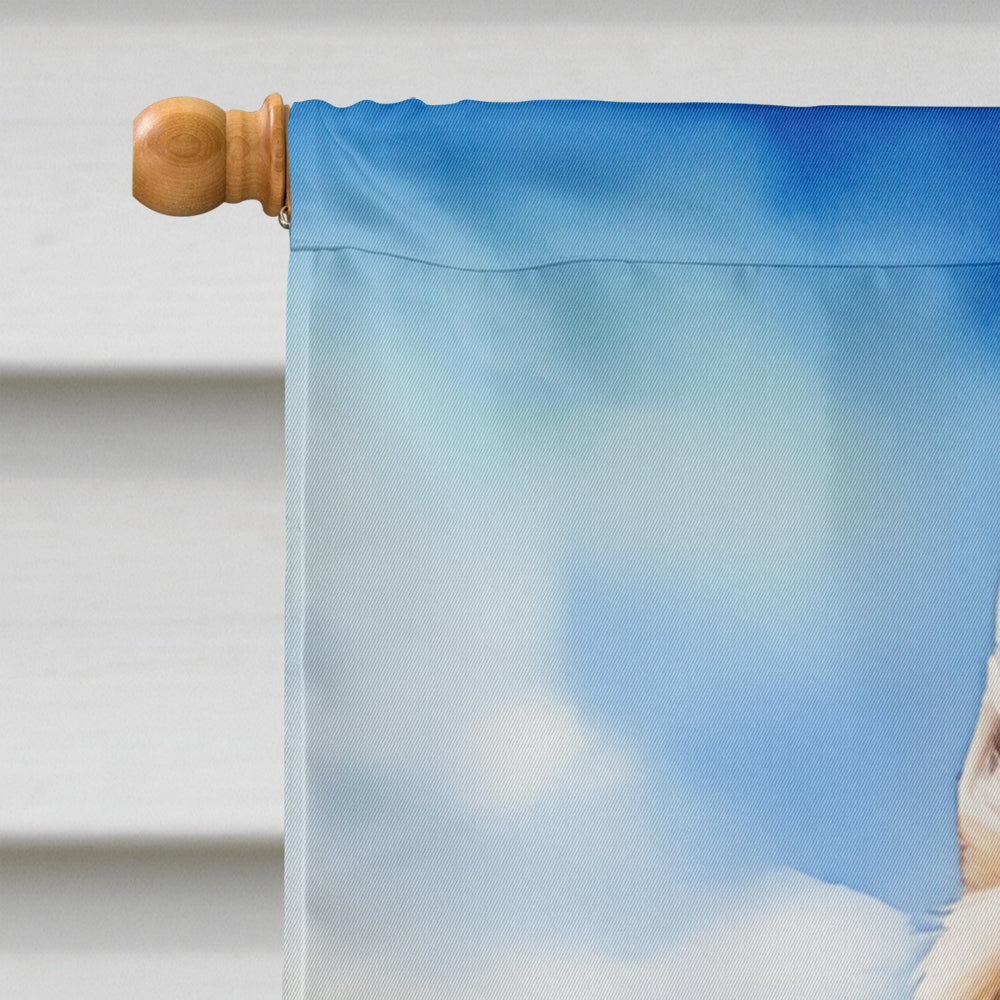 White German Shepherd Easter Egg Hunt House Flag 28x40 Porch Sleeve Pole Decorative Outside Yard Banner Artwork Wall Hanging, Polyester