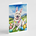 White German Shepherd Easter Egg Hunt Greeting Cards Pack of 8 Blank Cards with Envelopes Whimsical A7 Size 5x7
