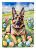 German Shepherd Easter Egg Hunt House Flag 28x40 Porch Sleeve Pole Decorative Outside Yard Banner Artwork Wall Hanging, Polyester