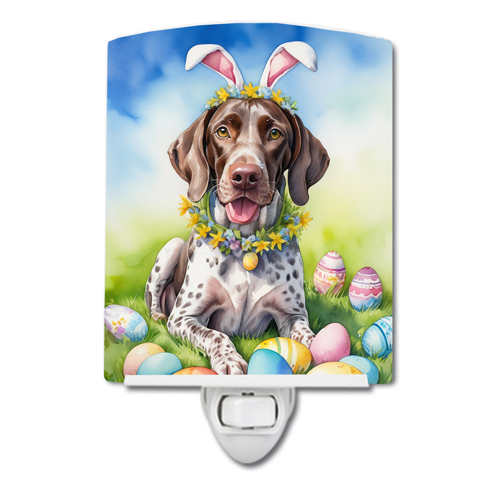 German Shorthaired Pointer Easter Egg Hunt Ceramic Night Light Compact, UL-Certified, Ideal for Bedroom, Bathroom, Nursery, Hallway, Kitchen, 6x4x3, Multicolor
