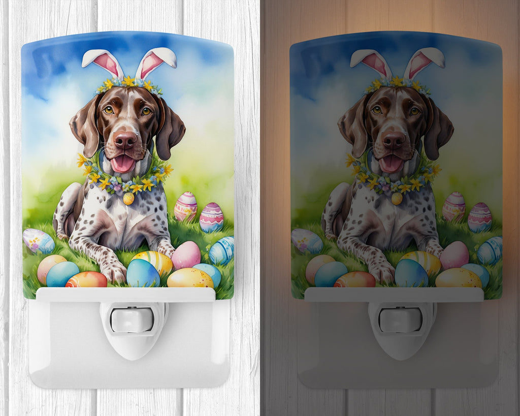 German Shorthaired Pointer Easter Egg Hunt Ceramic Night Light Compact, UL-Certified, Ideal for Bedroom, Bathroom, Nursery, Hallway, Kitchen, 6x4x3, Multicolor