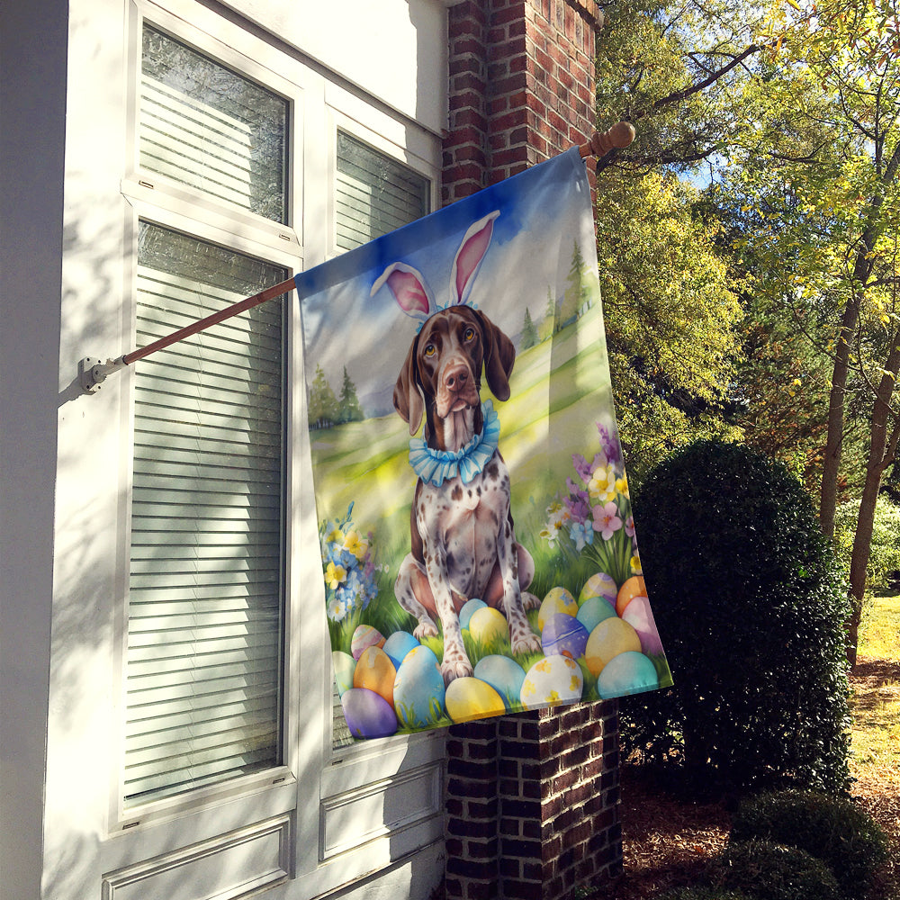 German Shorthaired Pointer Easter Egg Hunt House Flag 28x40 Porch Sleeve Pole Decorative Outside Yard Banner Artwork Wall Hanging, Polyester