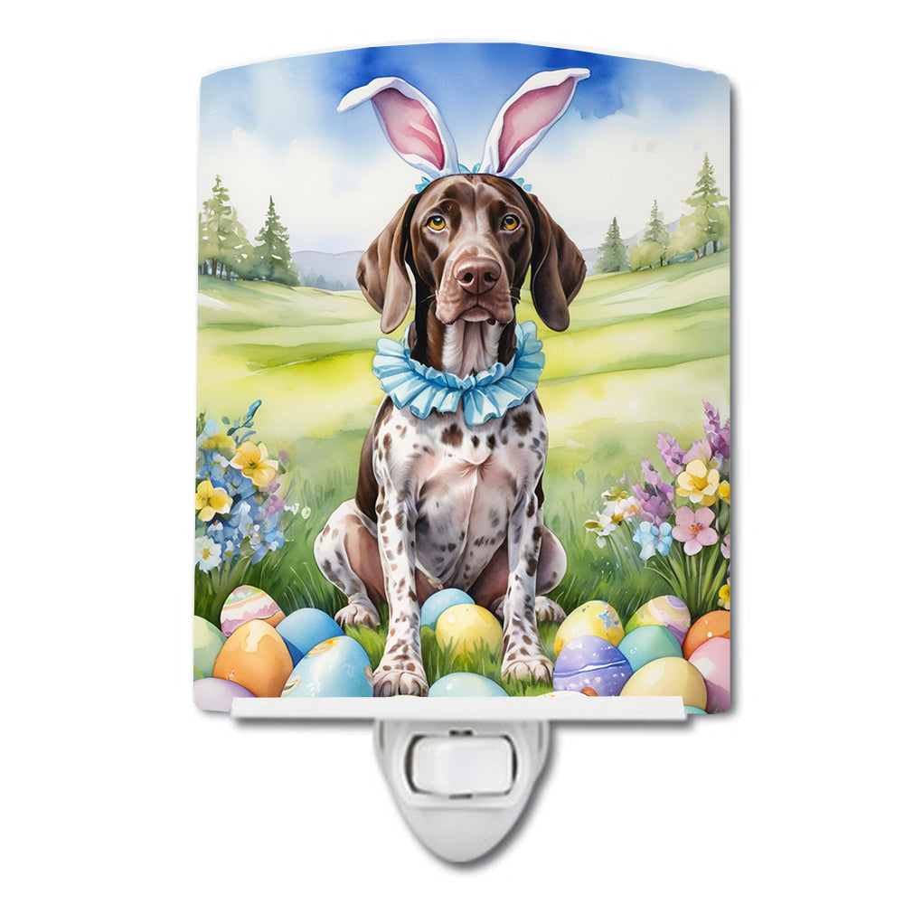 German Shorthaired Pointer Easter Egg Hunt Ceramic Night Light Compact, UL-Certified, Ideal for Bedroom, Bathroom, Nursery, Hallway, Kitchen, 6x4x3, Multicolor
