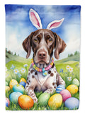 German Shorthaired Pointer Easter Egg Hunt House Flag 28x40 Porch Sleeve Pole Decorative Outside Yard Banner Artwork Wall Hanging, Polyester