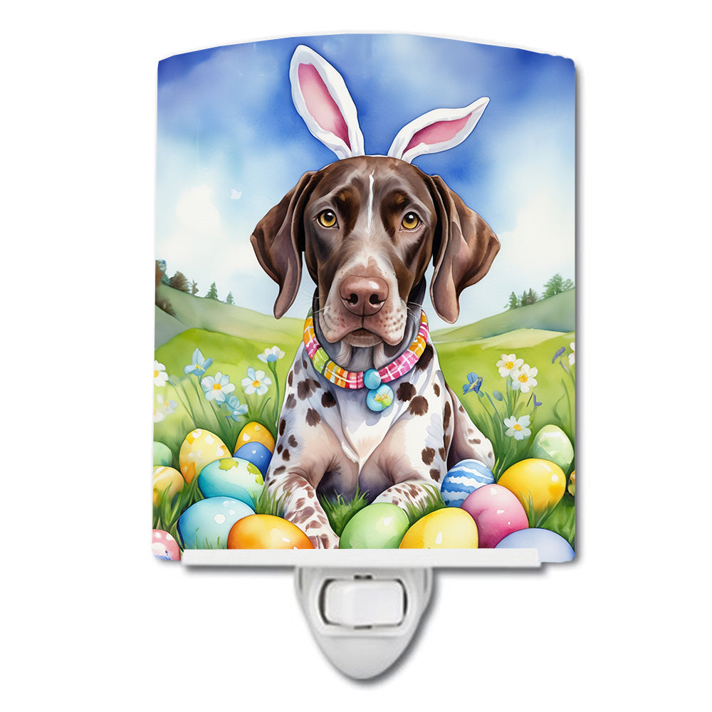 German Shorthaired Pointer Easter Egg Hunt Ceramic Night Light Compact, UL-Certified, Ideal for Bedroom, Bathroom, Nursery, Hallway, Kitchen, 6x4x3, Multicolor