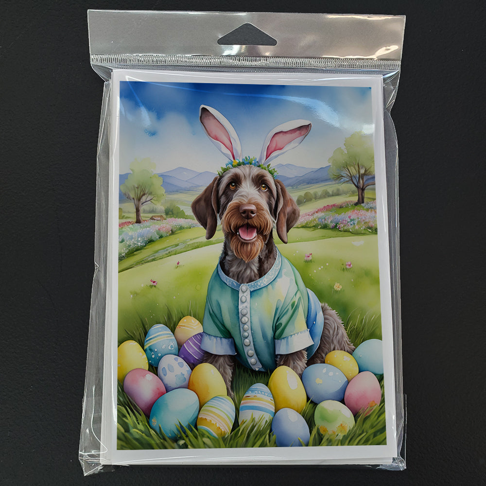 German Wirehaired Pointer Easter Egg Hunt Greeting Cards Pack of 8 Blank Cards with Envelopes Whimsical A7 Size 5x7