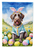 German Wirehaired Pointer Easter Egg Hunt House Flag 28x40 Porch Sleeve Pole Decorative Outside Yard Banner Artwork Wall Hanging, Polyester