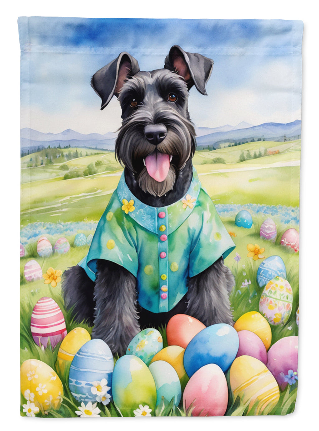 Giant Schnauzer Easter Egg Hunt House Flag 28x40 Porch Sleeve Pole Decorative Outside Yard Banner Artwork Wall Hanging, Polyester