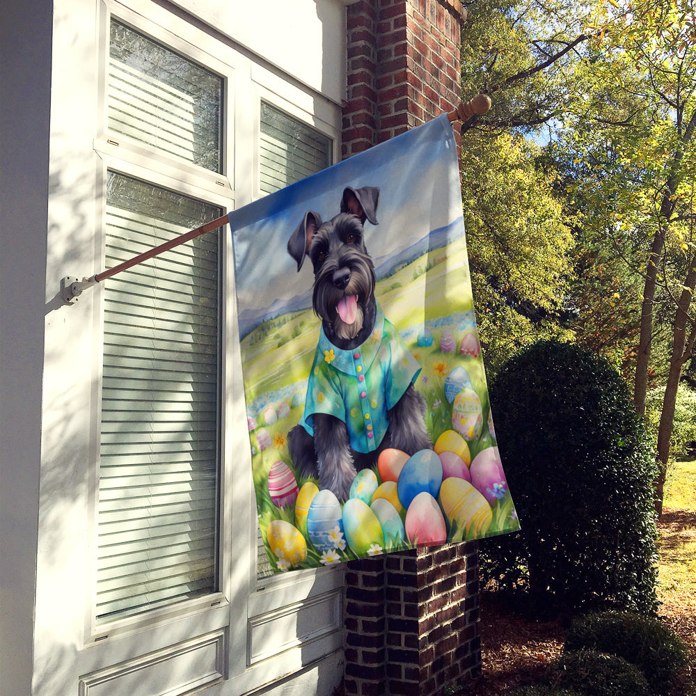Giant Schnauzer Easter Egg Hunt House Flag 28x40 Porch Sleeve Pole Decorative Outside Yard Banner Artwork Wall Hanging, Polyester