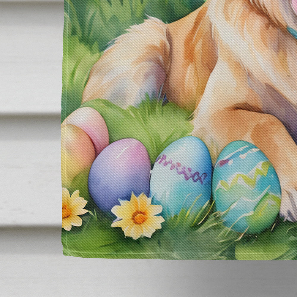 Golden Retriever Easter Egg Hunt House Flag 28x40 Porch Sleeve Pole Decorative Outside Yard Banner Artwork Wall Hanging, Polyester