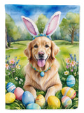 Golden Retriever Easter Egg Hunt House Flag 28x40 Porch Sleeve Pole Decorative Outside Yard Banner Artwork Wall Hanging, Polyester