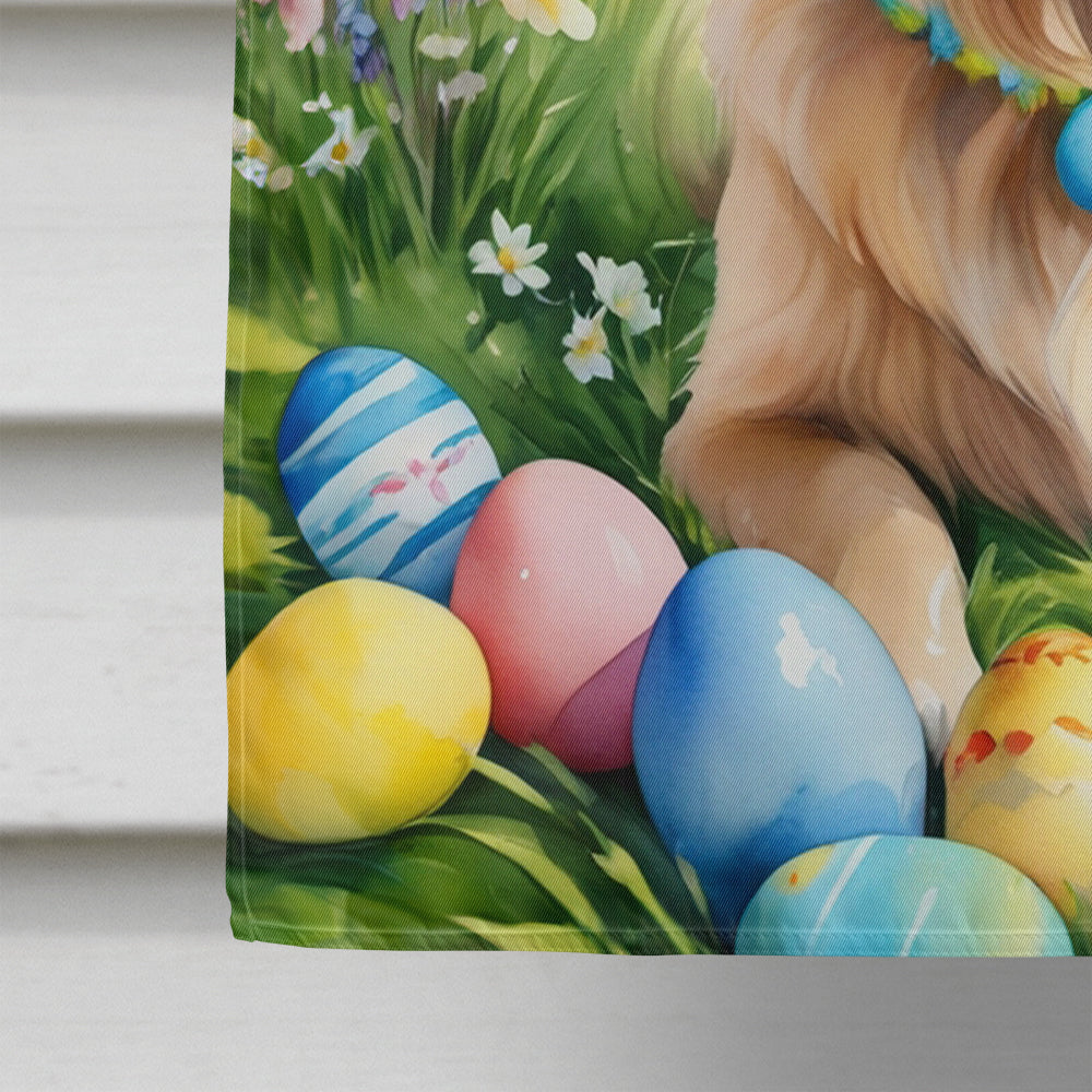 Golden Retriever Easter Egg Hunt House Flag 28x40 Porch Sleeve Pole Decorative Outside Yard Banner Artwork Wall Hanging, Polyester