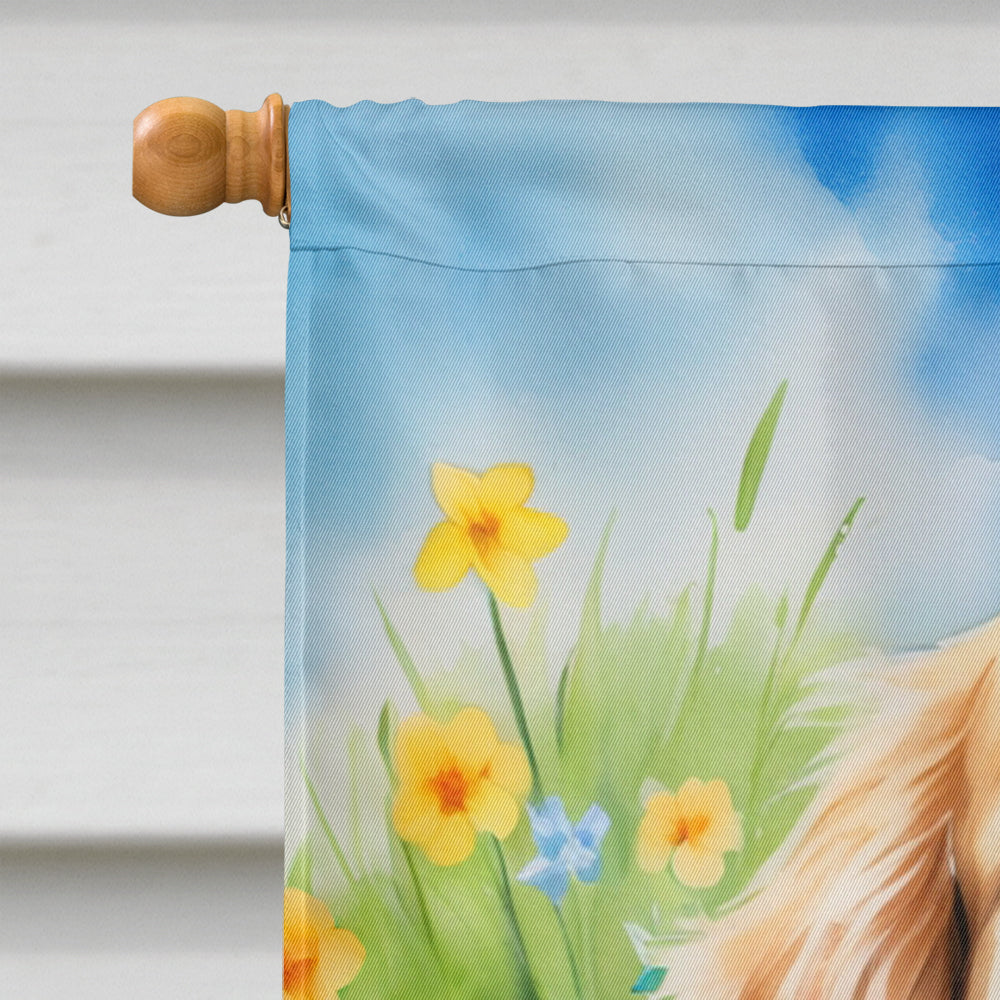 Golden Retriever Easter Egg Hunt House Flag 28x40 Porch Sleeve Pole Decorative Outside Yard Banner Artwork Wall Hanging, Polyester