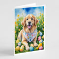Golden Retriever Easter Egg Hunt Greeting Cards Pack of 8 Blank Cards with Envelopes Whimsical A7 Size 5x7