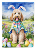 Goldendoodle Easter Egg Hunt House Flag 28x40 Porch Sleeve Pole Decorative Outside Yard Banner Artwork Wall Hanging, Polyester
