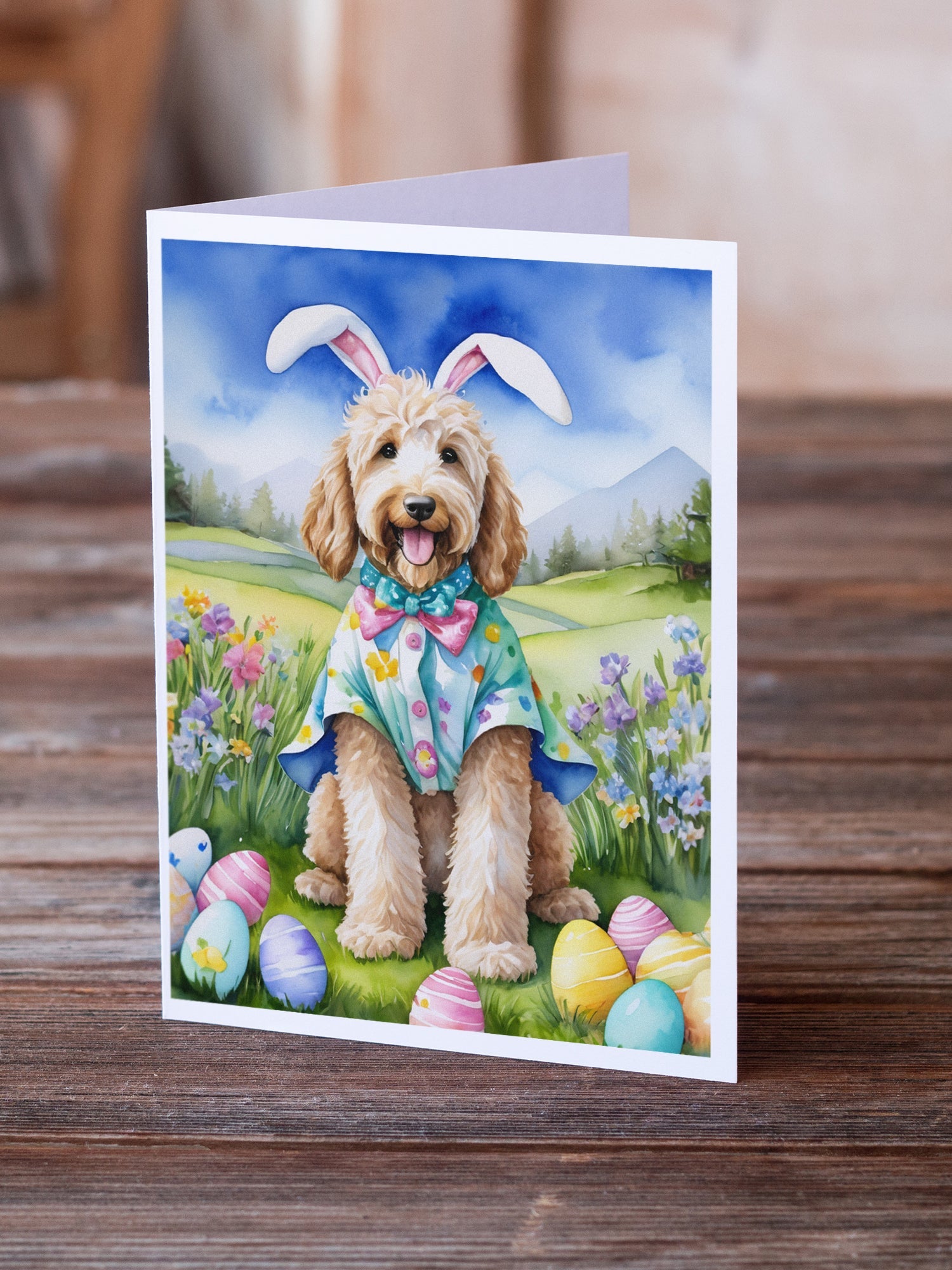 Goldendoodle Easter Egg Hunt Greeting Cards Pack of 8 Blank Cards with Envelopes Whimsical A7 Size 5x7