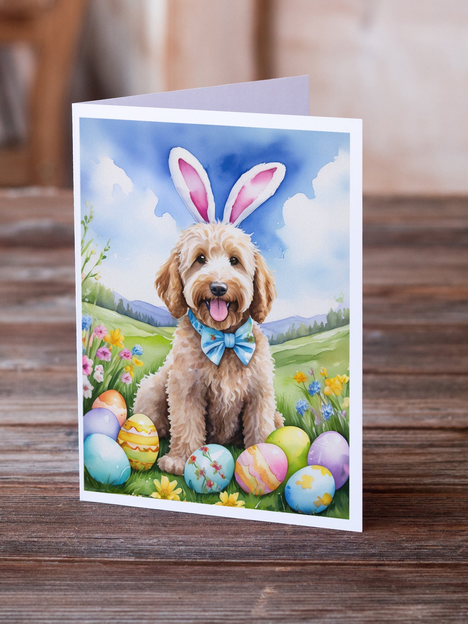 Goldendoodle Easter Egg Hunt Greeting Cards Pack of 8 Blank Cards with Envelopes Whimsical A7 Size 5x7