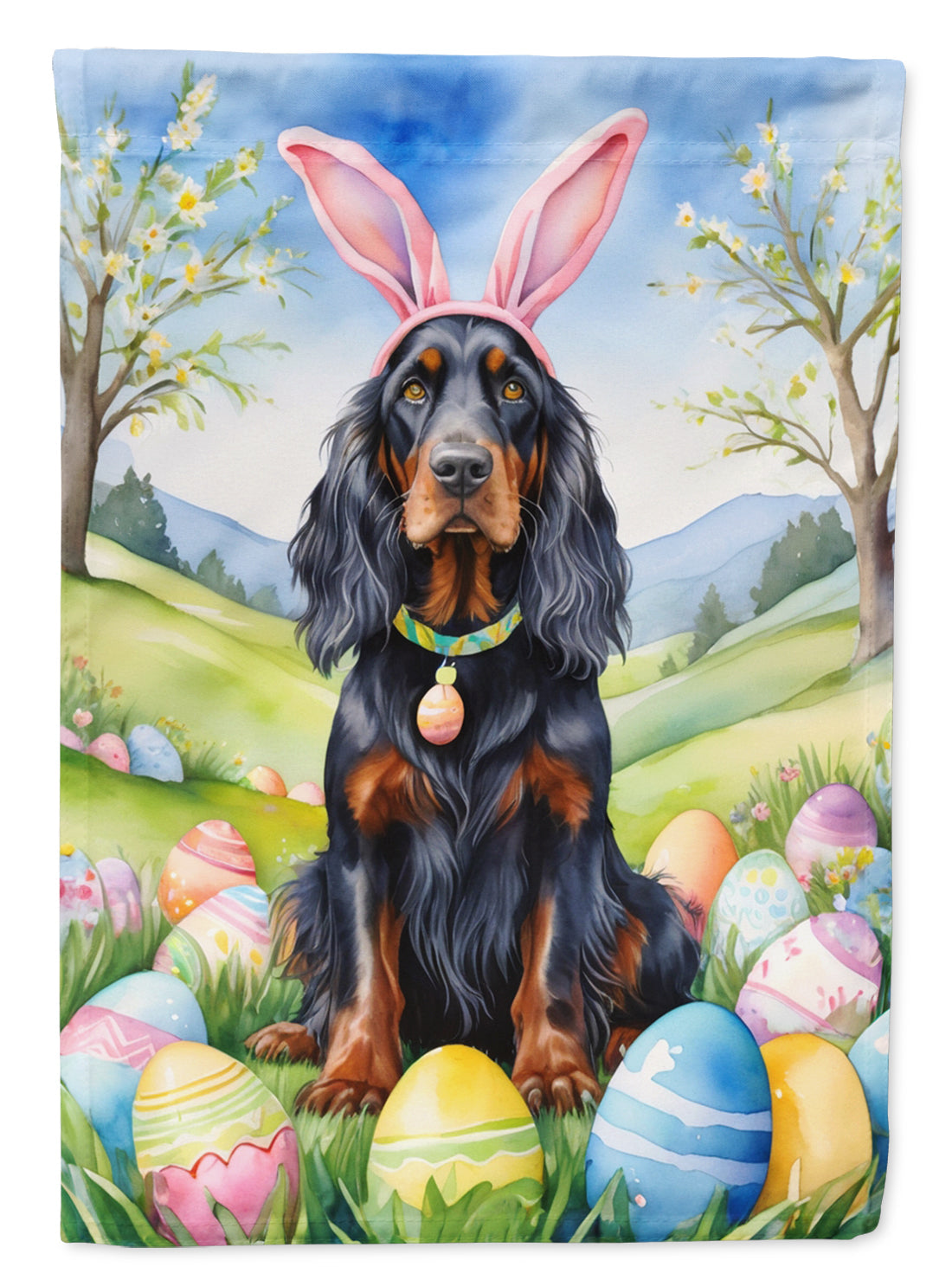 Gordon Setter Easter Egg Hunt House Flag 28x40 Porch Sleeve Pole Decorative Outside Yard Banner Artwork Wall Hanging, Polyester