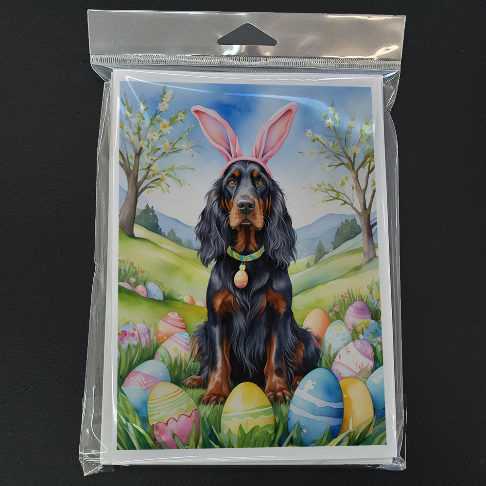 Gordon Setter Easter Egg Hunt Greeting Cards Pack of 8 Blank Cards with Envelopes Whimsical A7 Size 5x7