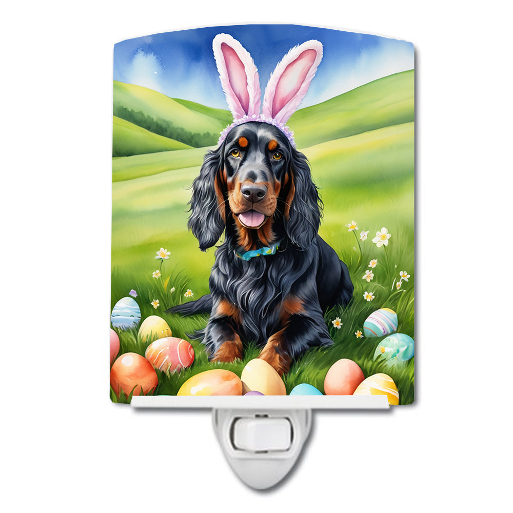 Gordon Setter Easter Egg Hunt Ceramic Night Light Compact, UL-Certified, Ideal for Bedroom, Bathroom, Nursery, Hallway, Kitchen, 6x4x3, Multicolor