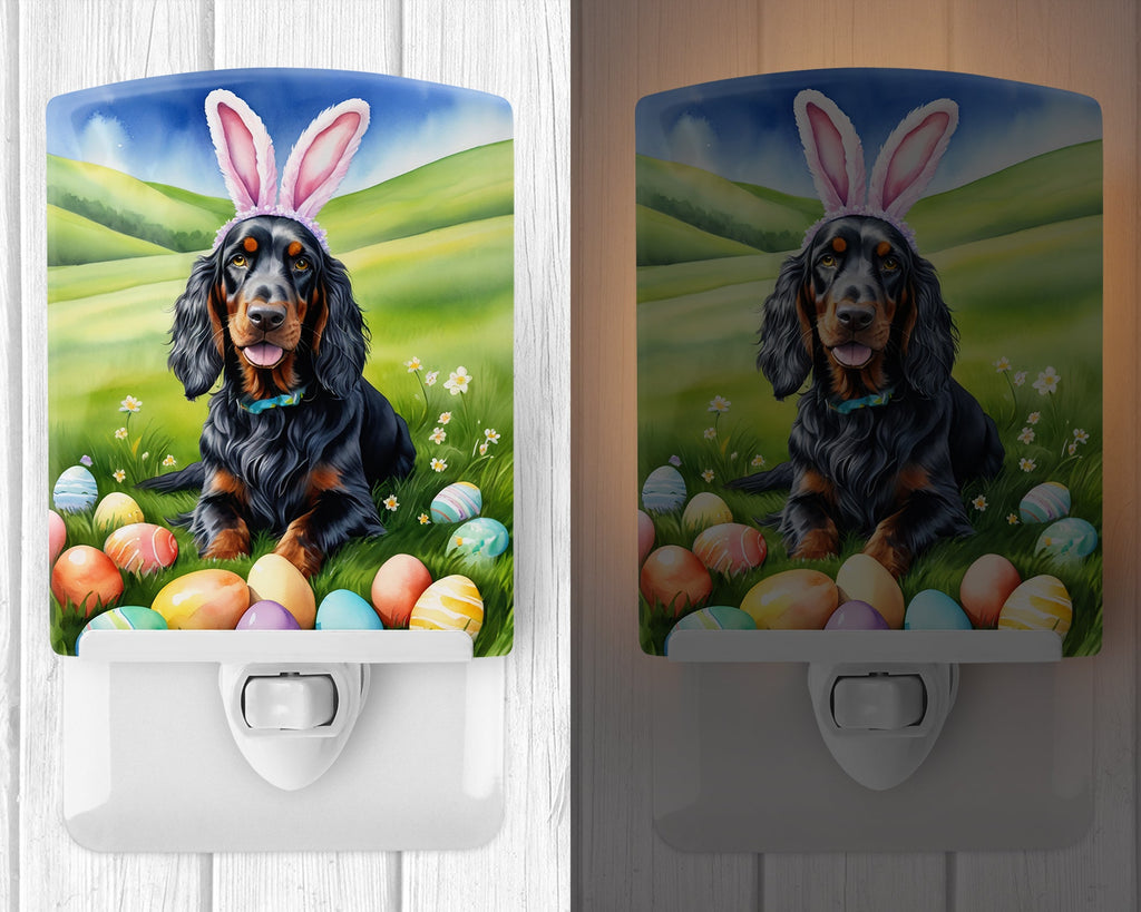Gordon Setter Easter Egg Hunt Ceramic Night Light Compact, UL-Certified, Ideal for Bedroom, Bathroom, Nursery, Hallway, Kitchen, 6x4x3, Multicolor