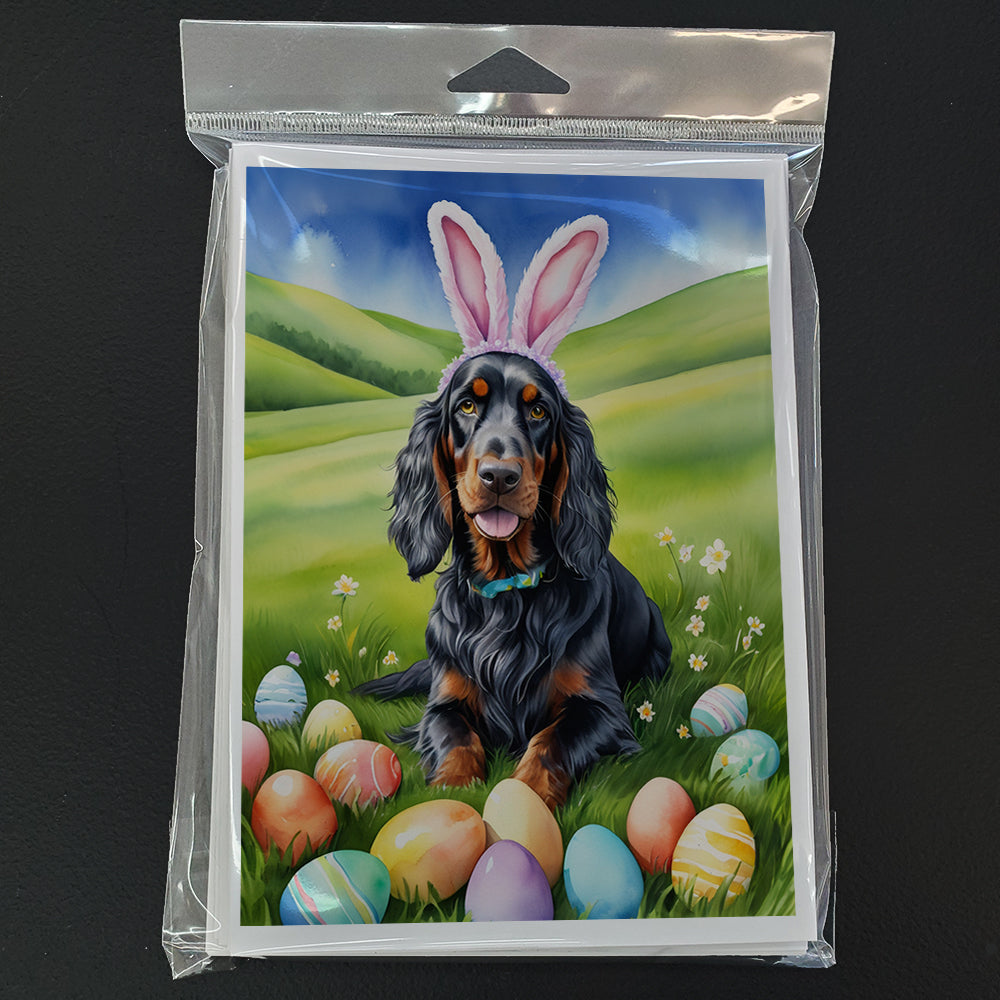 Gordon Setter Easter Egg Hunt Greeting Cards Pack of 8 Blank Cards with Envelopes Whimsical A7 Size 5x7