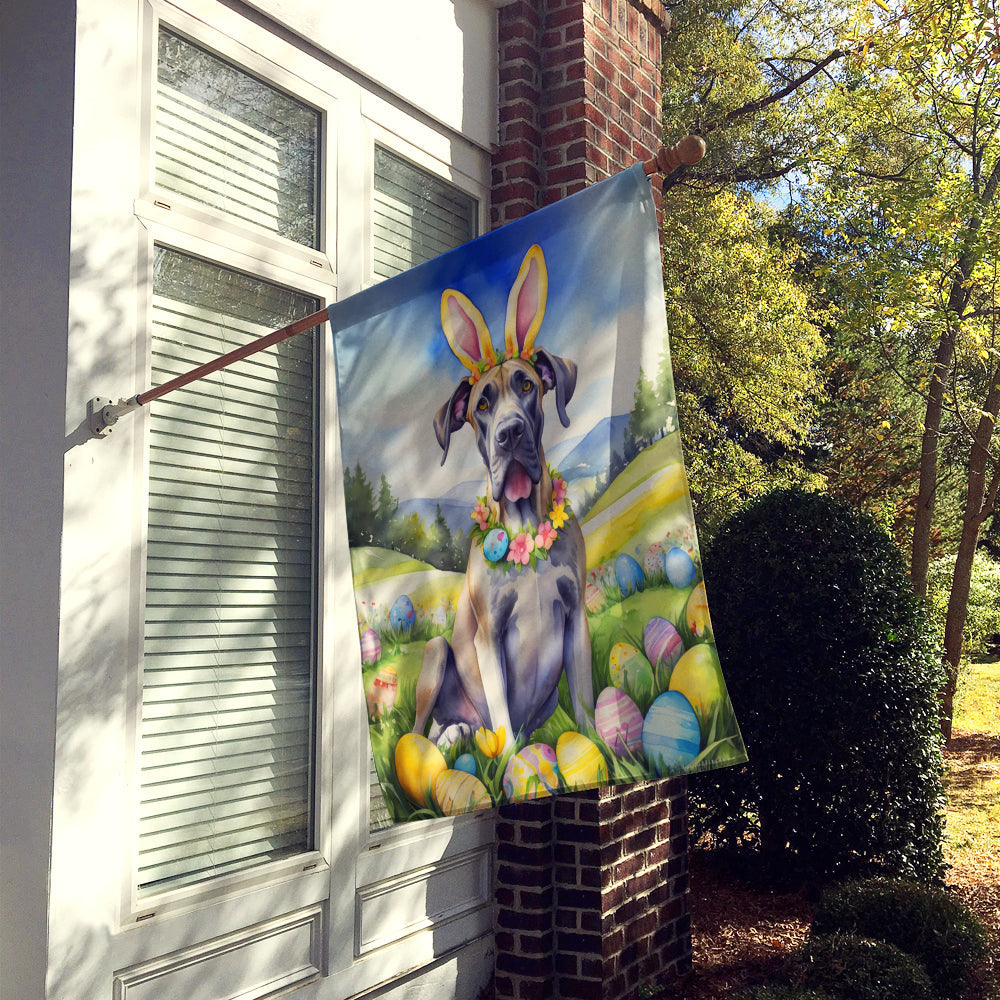 Great Dane Easter Egg Hunt House Flag 28x40 Porch Sleeve Pole Decorative Outside Yard Banner Artwork Wall Hanging, Polyester