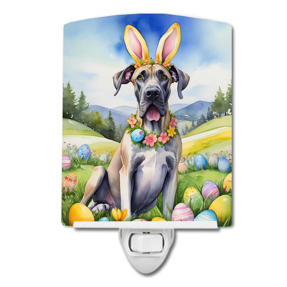 Great Dane Easter Egg Hunt Ceramic Night Light Compact, UL-Certified, Ideal for Bedroom, Bathroom, Nursery, Hallway, Kitchen, 6x4x3, Multicolor