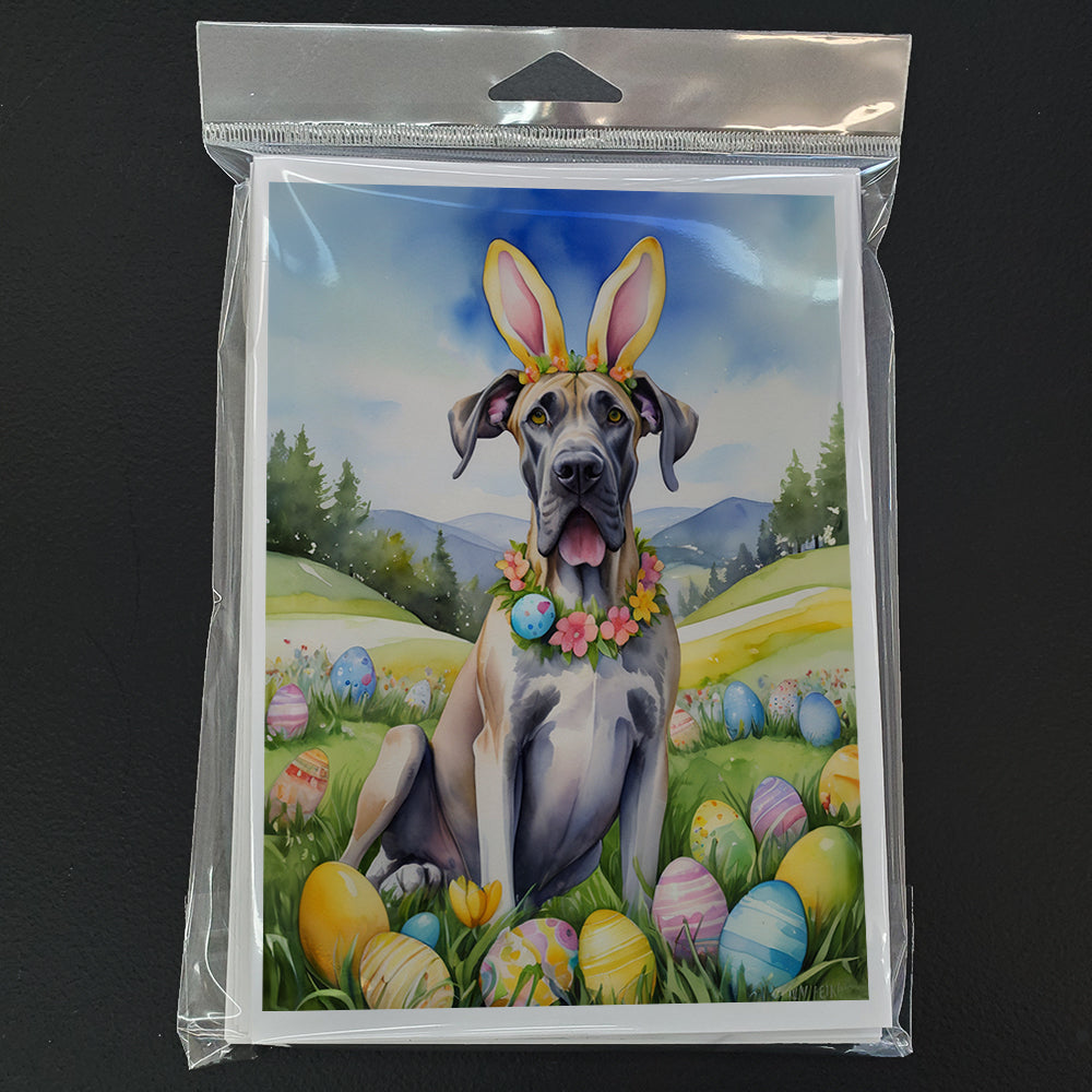 Great Dane Easter Egg Hunt Greeting Cards Pack of 8 Blank Cards with Envelopes Whimsical A7 Size 5x7